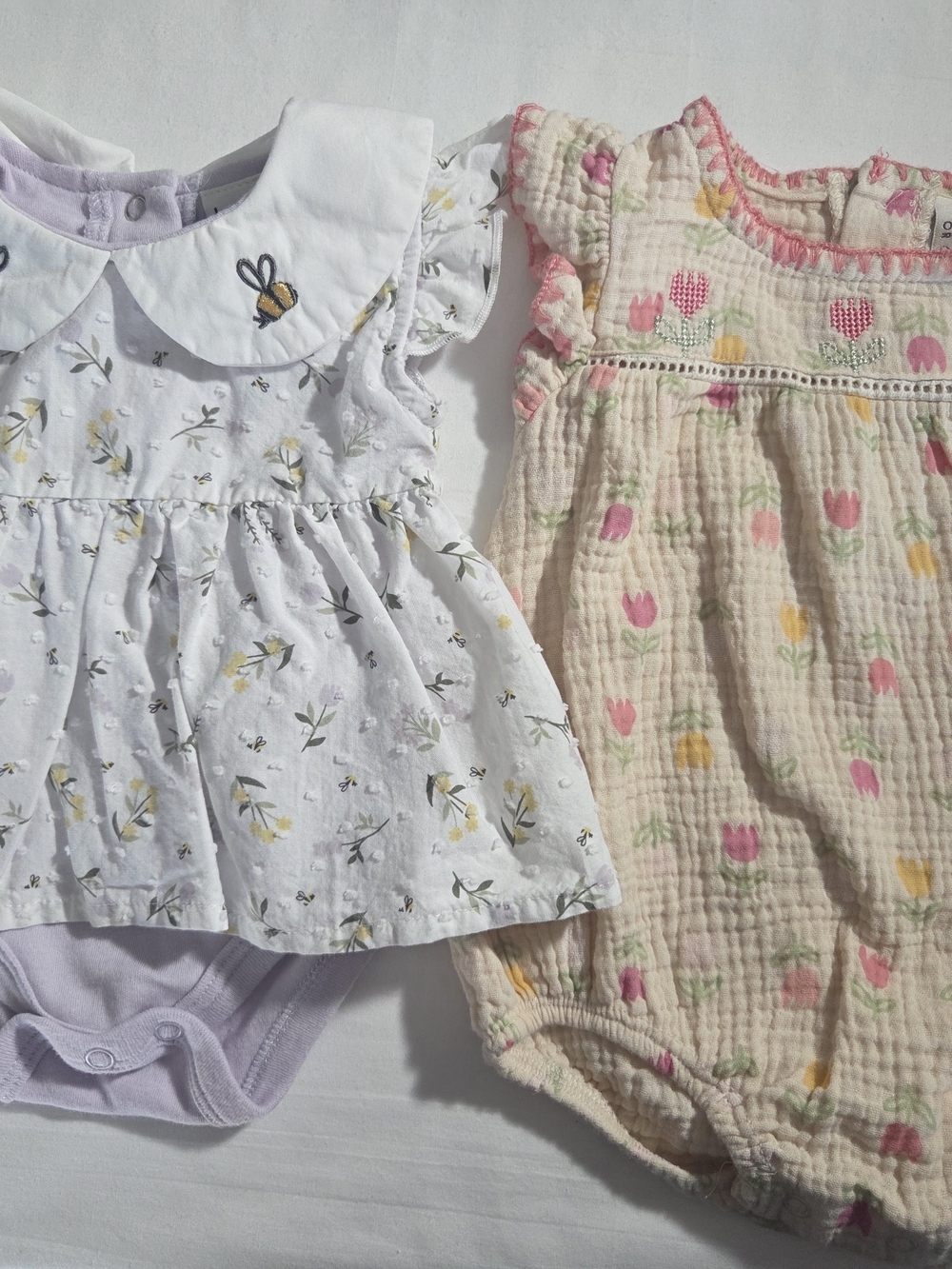 Set Of Two 0-3 Months Boutique Chickpea And Nicole Miller Girls Romper/Dress